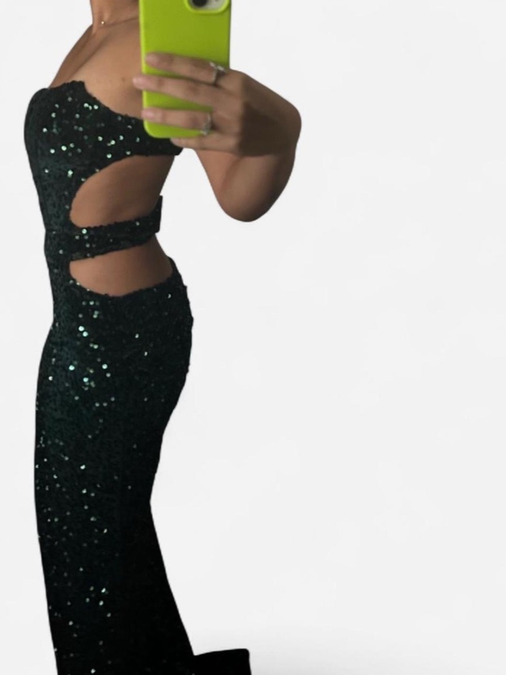 Fashion Nova Green Sequin Backless Cutout Gown